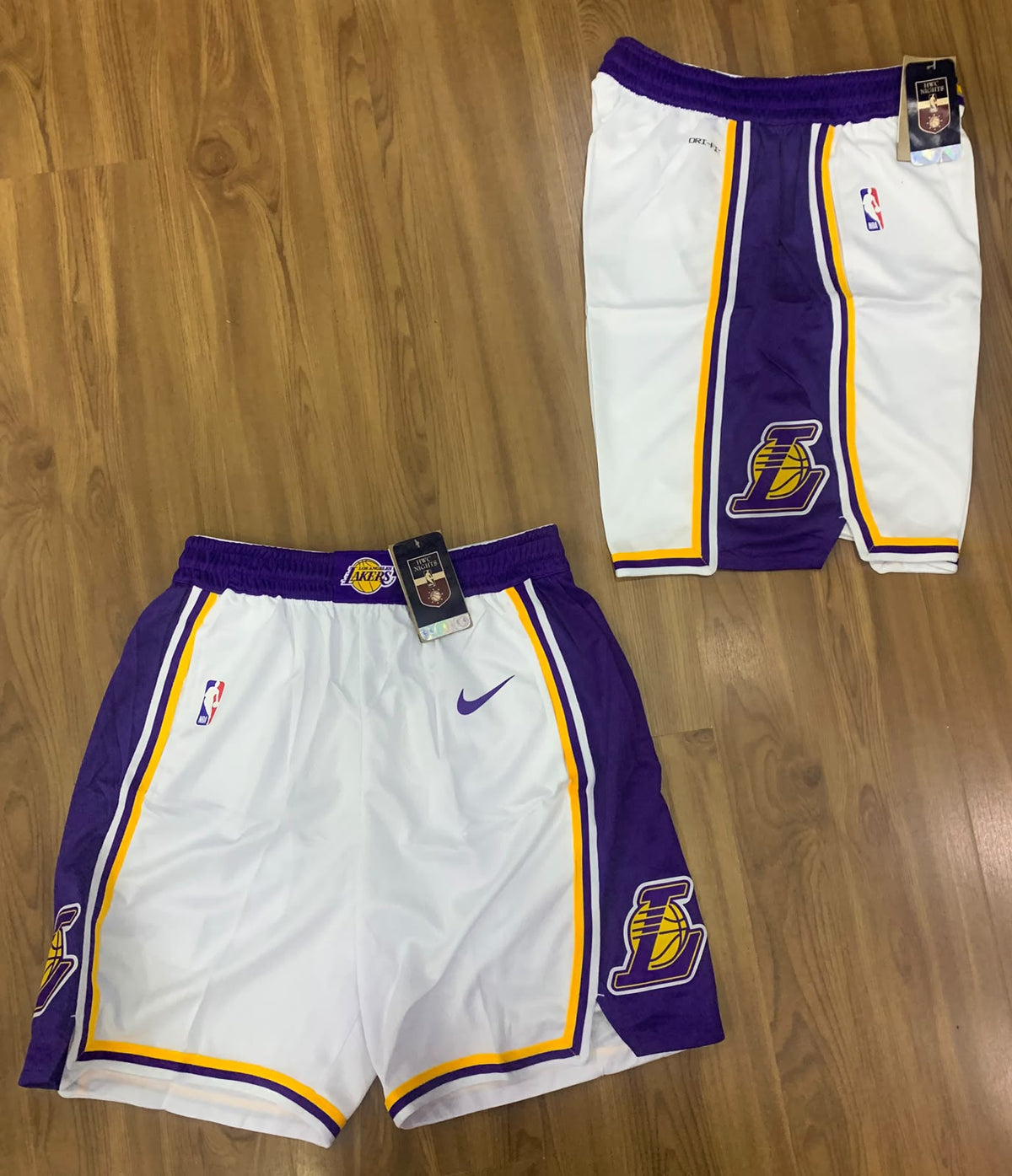 Bermuda Basquete Los Angeles Lakers Association Edition Swingman_Branca com roxo