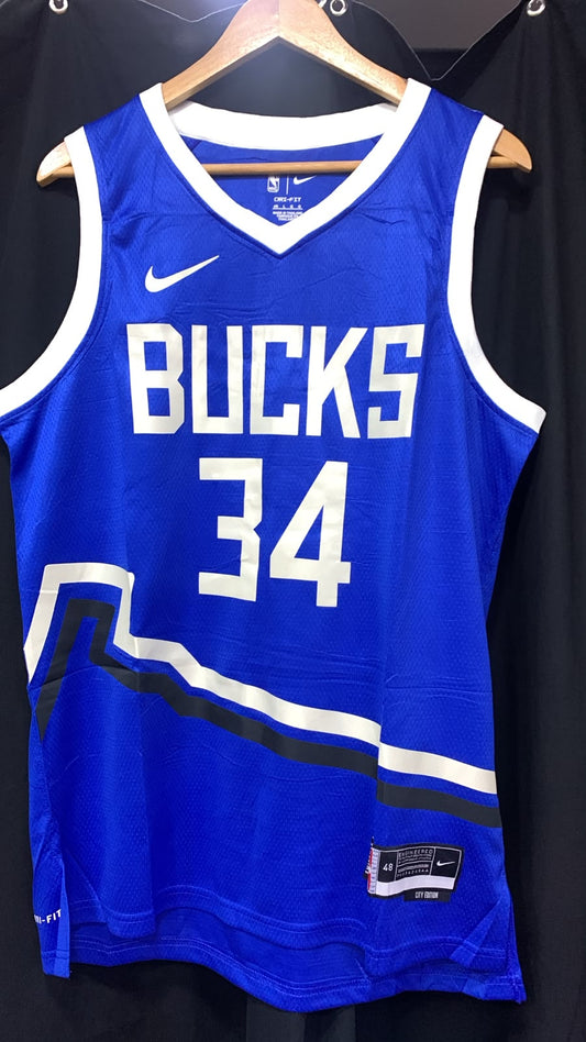Camisa Basquete Milwaukee Bucks Icon Edition_azul