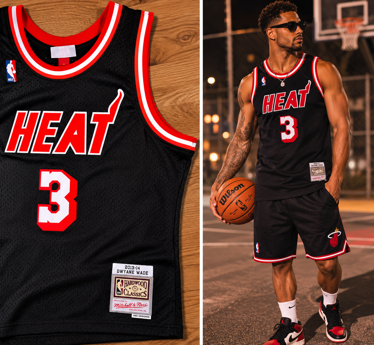 Camisa Basquete Miami Heat Hardwood Classics_Mitchell & Ness_Dwyane Wade