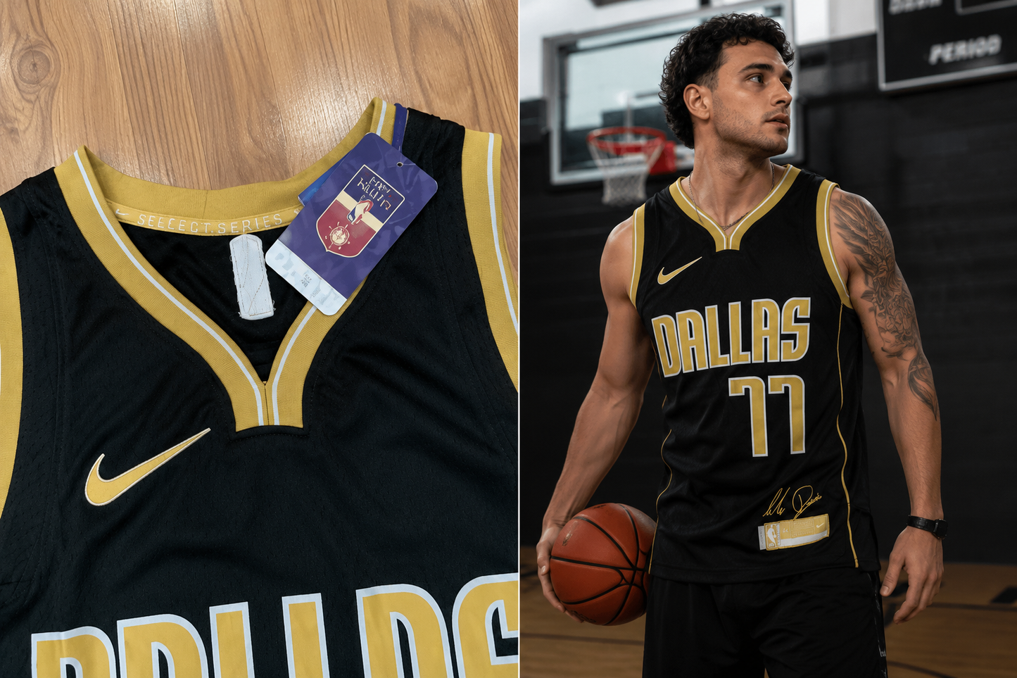 Camisa Basquete Dallas Mavericks 77 "Black & Gold Edition"