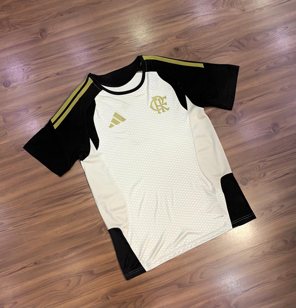 Camisa Futebol Flamengo 2026_camisa treino_bege com marrom