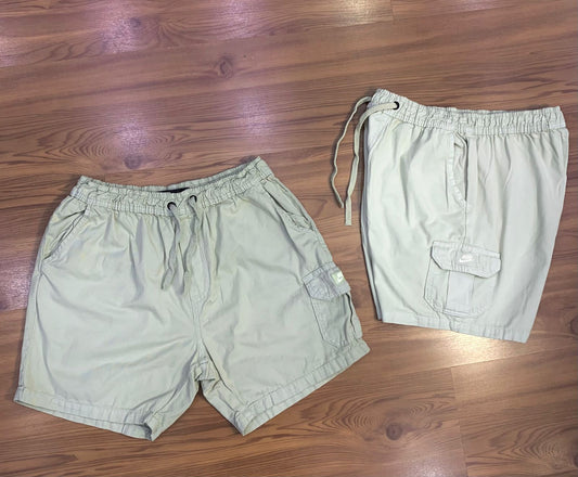 Short cargo sarja masculino Bege