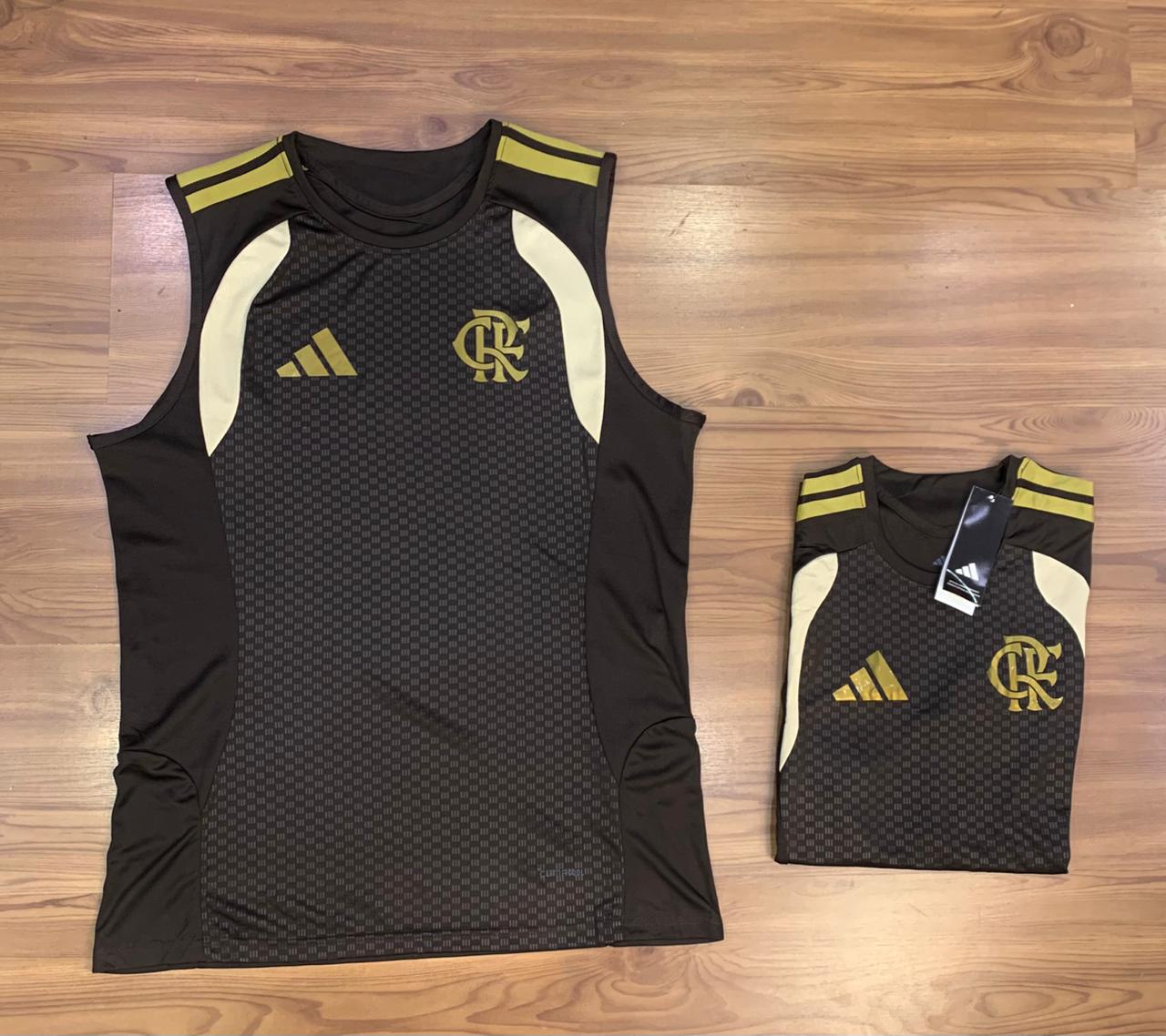 Camiseta Futebol Flamengo 2026_regata treino_marrom com bege