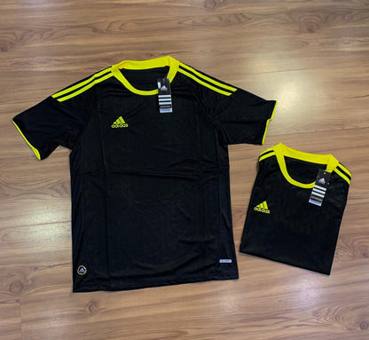 Camisa de treino masculina preta com amarelo neon_Training